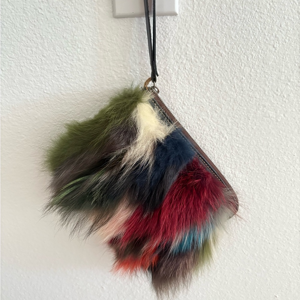 NWT Patricia Nash Italian leather &fox fur clutch. Brand new with tags